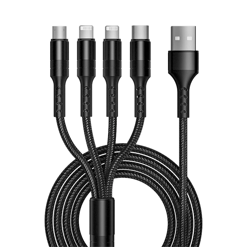 4-In-1 USB Charger Cable, Rugged USB to Lighting (2) USB-C Micro USB - Image 3